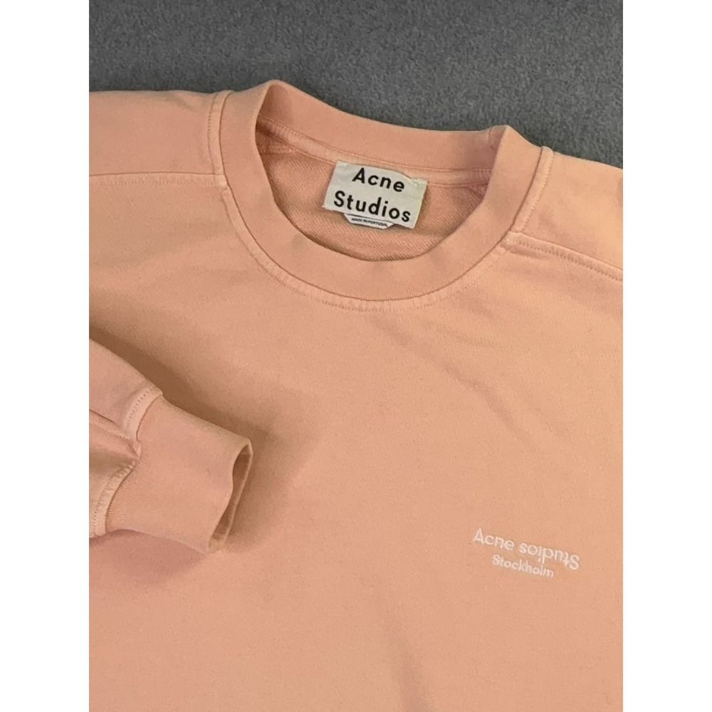 Acne Studios Cotton Crewneck Sweatshirt Size Small‎ Peach Stockholm Spell Out